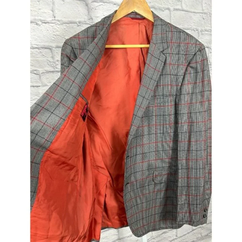 Delton Ltd.Thomas Watt Carmel By The Sea Men's Wool Plaid Blazer Single-Breasted